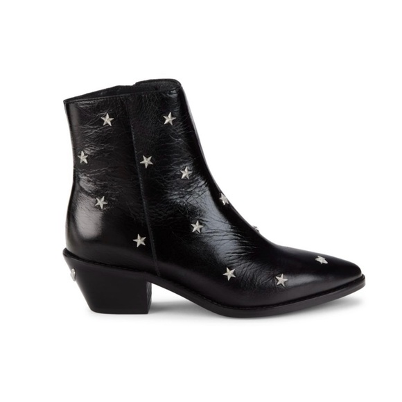 Zadig & Voltaire Tyler Pointed Toe Star Studded Vintage Ankle Boots - Picture 1 of 9